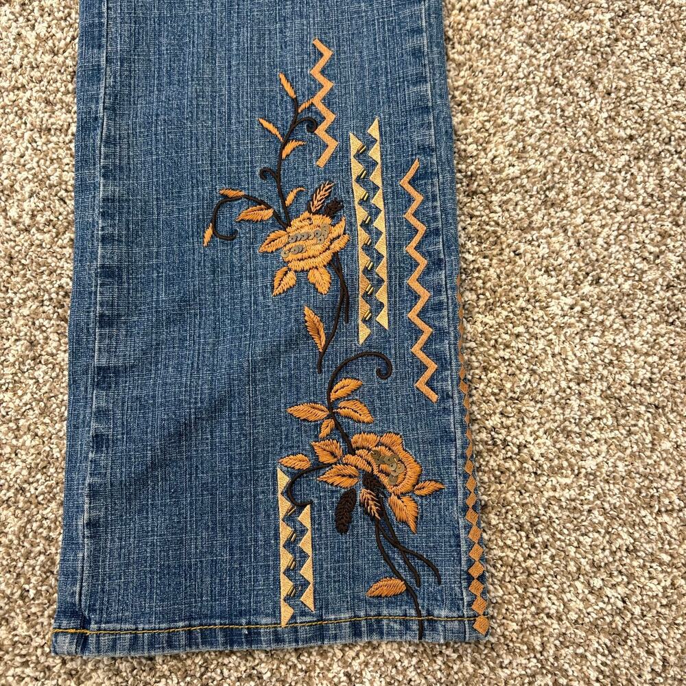 Y2K Coldwater Creek Embroidered Floral Bootcut Jeans Boho Western Denim 12 - Picture 3 of 11